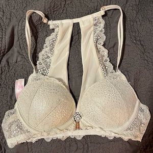 PINK Date Push Up Bra White Lace, 32B
